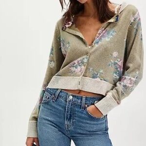 Free People Nocturnal Floral Patterned Cashmere Cardi